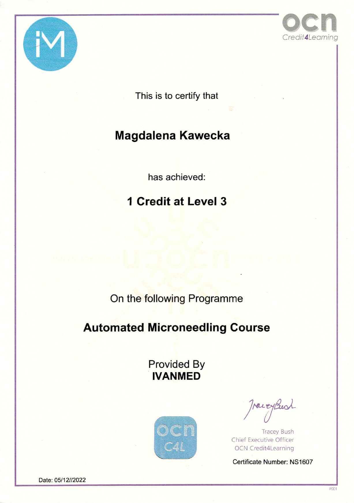 certyfikat Automated Microneedling Course